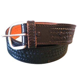 Size 48 Mens Black Leather Belt Rural King Made In Oklahoma USA Full Grain